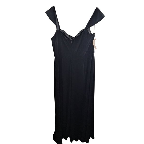 NWT Jenny Yoo Velvet Off-Shoulder Gown Size 20 Black Full-Length Formal - Picture 4 of 8